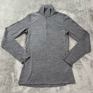 Icebreaker Merino 200 1/4 Zip Base Layer Long Sleeve Pullover Womens S Gray